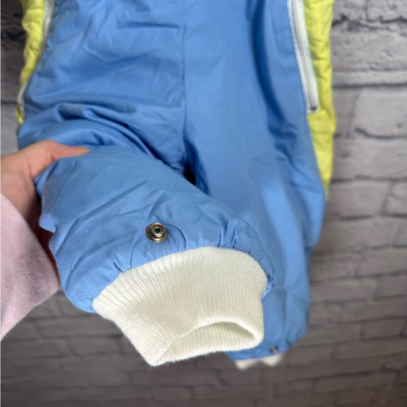 Vintage 90s Colorblock Kids Snowsuit Alpine mint blue and white size 18 months - Picture 3 of 9